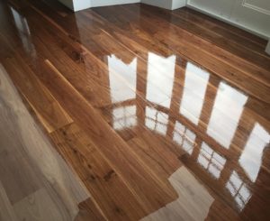 Wood floor being polished